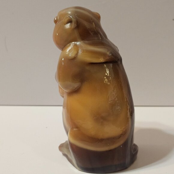 Vintage1960's Imperial Glass Caramel Slag Glass Woodchuck Gopher Figurine - Picture 5 of 8
